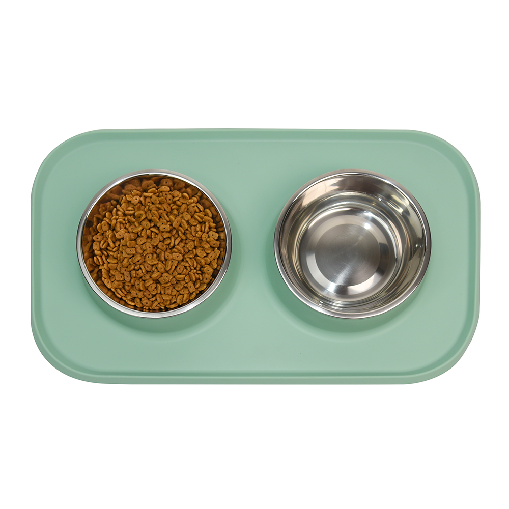 Silicone Dog Cat Bowls with Stainless Steel Bowls