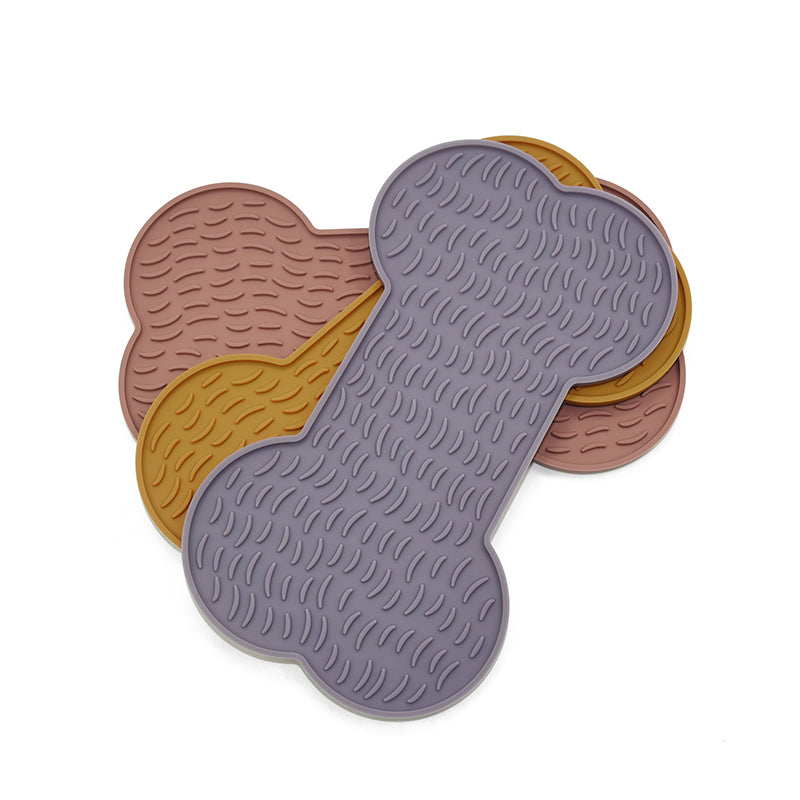 Bone-shaped silicone lick mat