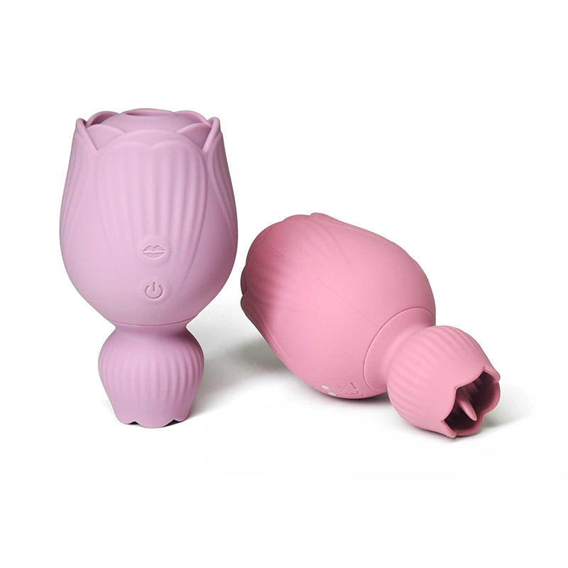 Rose-shaped Licking Clitoral Vibrator with Suction